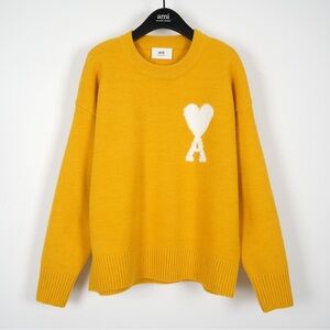 Ami Women's Yellow Sweater with Heart Detail